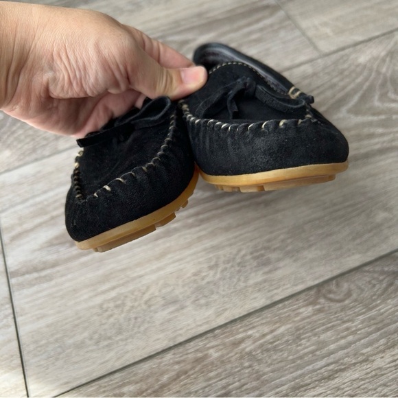 LL  Bean Black Suede Leather Slip On Loafers - Picture 4 of 13